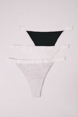 HI&BYE Black cotton 3-pack thongs black