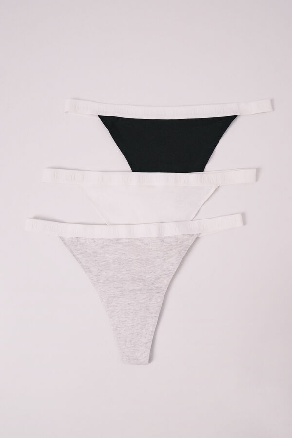 HI&BYE Black cotton 3-pack thongs black