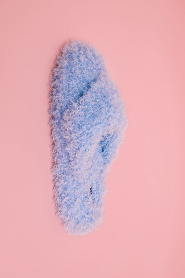 HI&BYE Blue faux shearling slippers blue