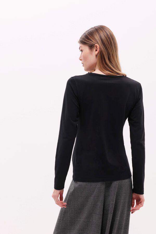 Cotonella Round neck long sleeve T-shirt black