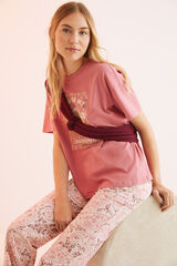 Womensecret Mr. Men & Little Miss-mintás rózsaszín póló, 100% pamutból rózsaszín