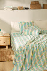 Calma House Recycled cotton sofa cover with turquoise striped Haiti blue