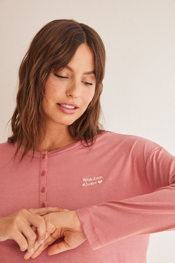 Womensecret Pijama comprido "maternity" flores rosa rosa