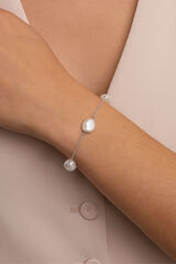 Singularu Pulsera Bean Pearls Plata gris