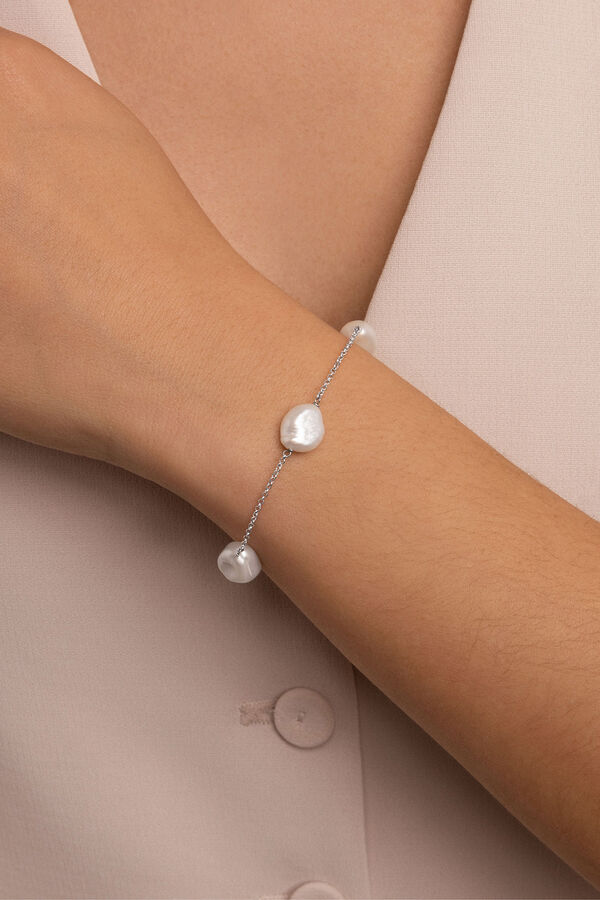 Singularu Pulsera Bean Pearls Plata gris