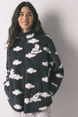 Women'secret Robe de chambre courte imprim&eacute; nuages en polaire grise Moomin gris