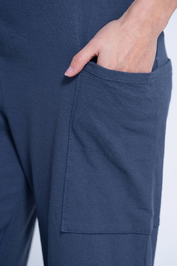 Ohma Short sleeve maternity long dungarees blue