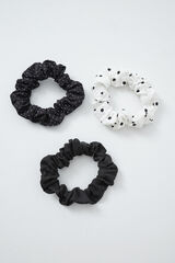 Women'secret Black and white polka-dot 3-pack hair ties black
