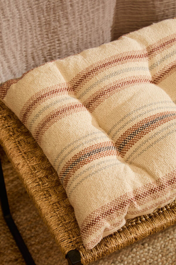 Calma House Coj&iacute;n de banco a rayas en tonos tierra Peru naranja