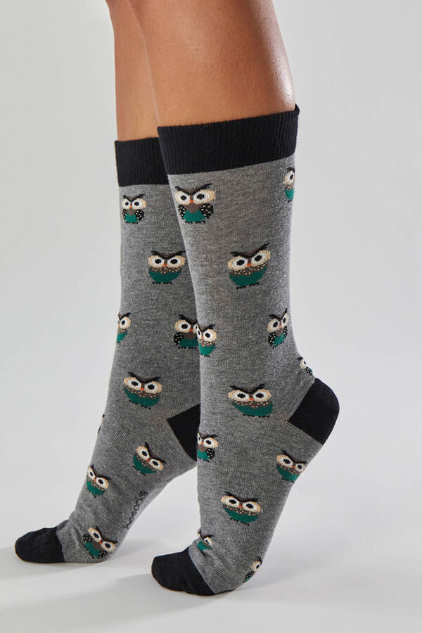 Womensecret Long grey socks in organic cotton gris