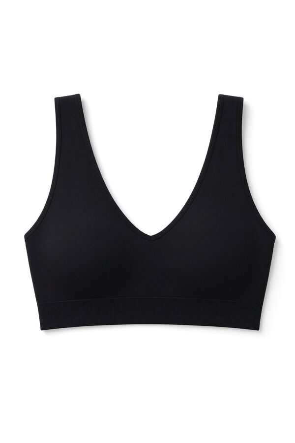 Women'secret Black microfibre halterneck top bra black