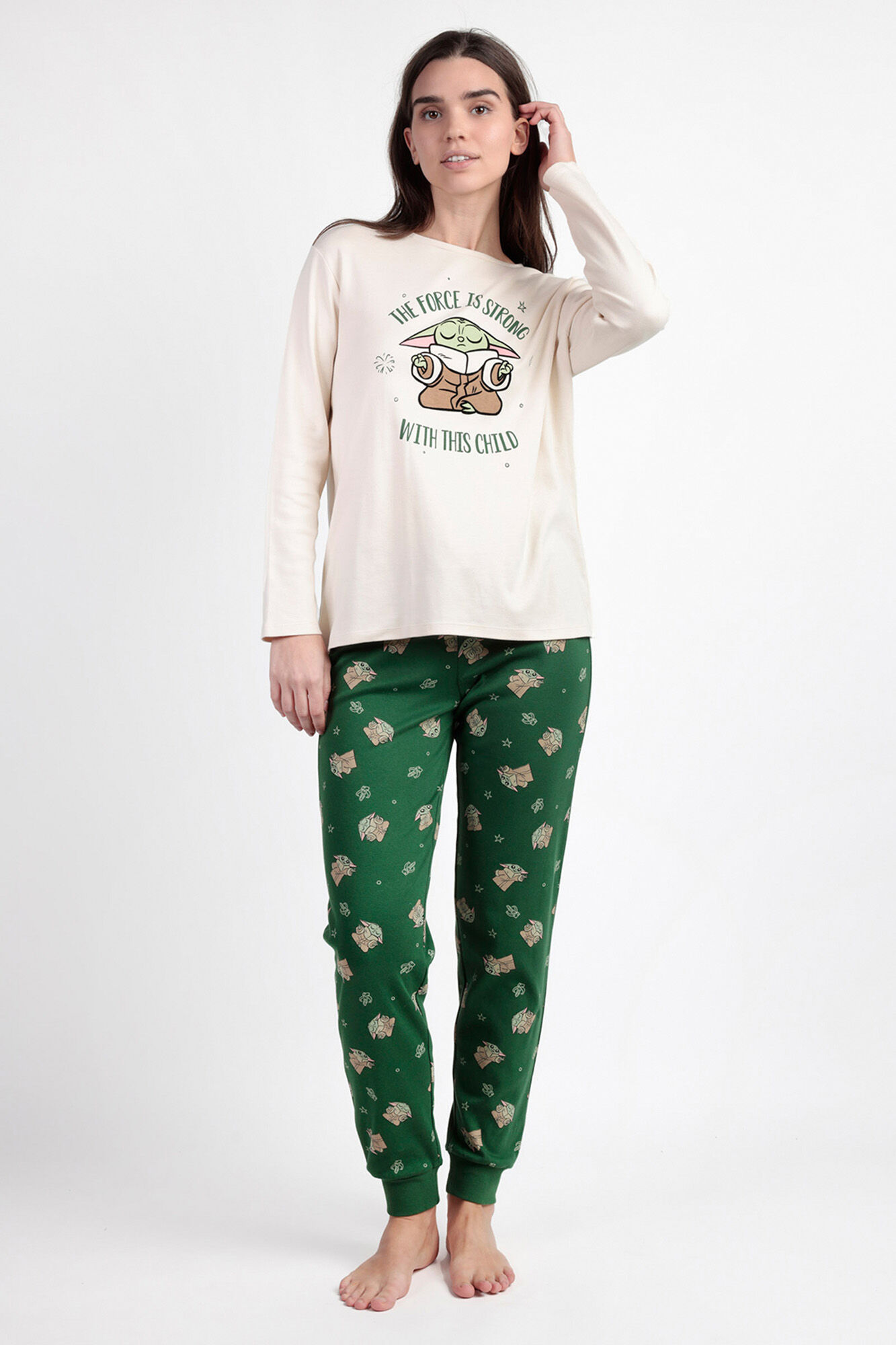 Admas Pijama largo baby Yoda 100% algod&oacute;n para mujer