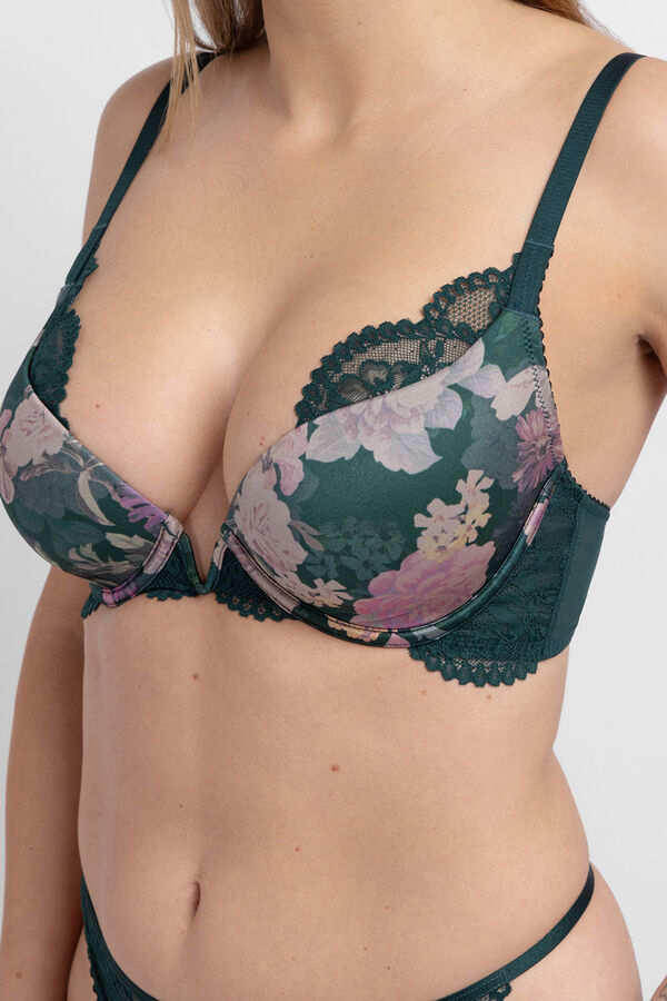 Dorina Sujetador escote profundo floral Anahi verde