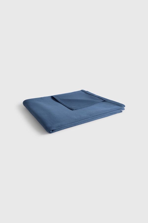 Textura 100% cotton jacquard bedspread blue