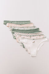 Women'secret Pink and green cotton Brazilian panties 7-pack printed
