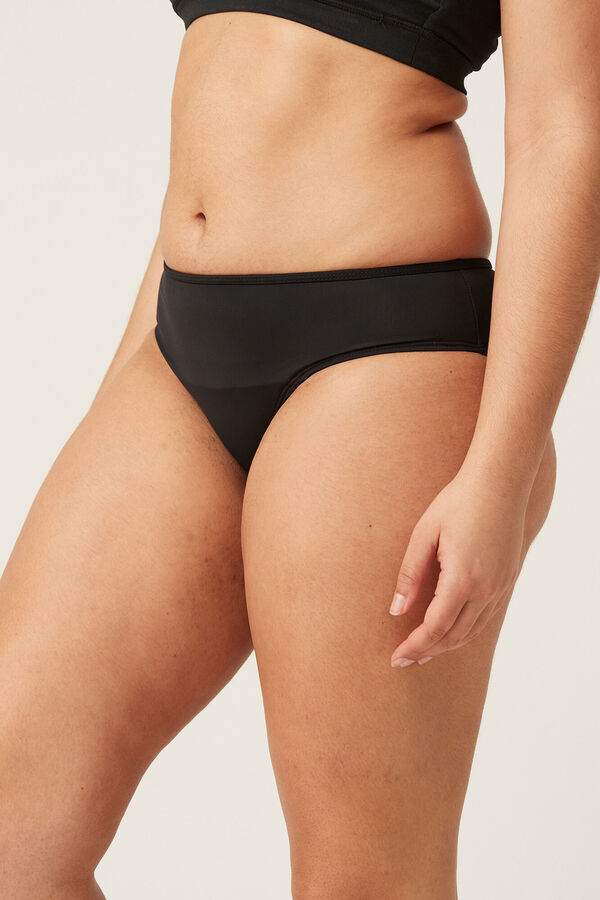 Womensecret Teen period bikini bottoms in black recycled nylon - light to moderate absorbency Schwarz