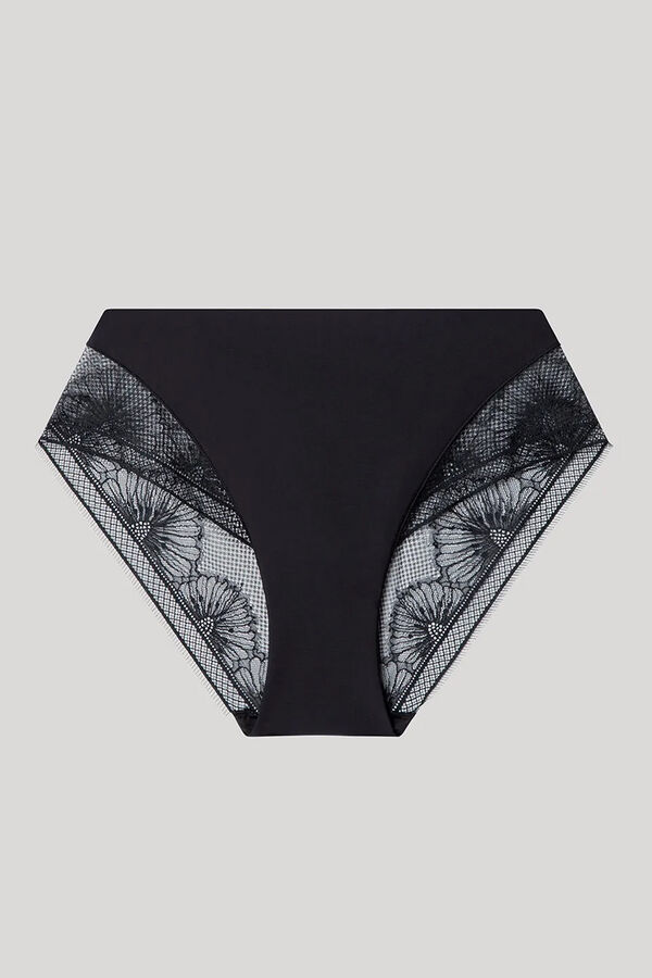 Gisela Floral lace high- lace panty Crna