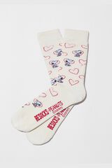 Besocks Calcetines altos Snoopy algod&oacute;n org&aacute;nico marfil