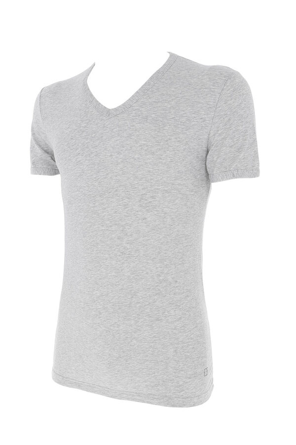 Womensecret Men's short sleeve thermal T-shirt with a V-neck gris
