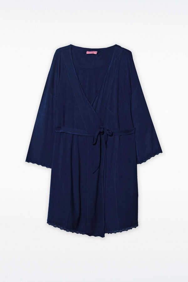 Ohma! Bata Premamá Con Encaje A Tono azul