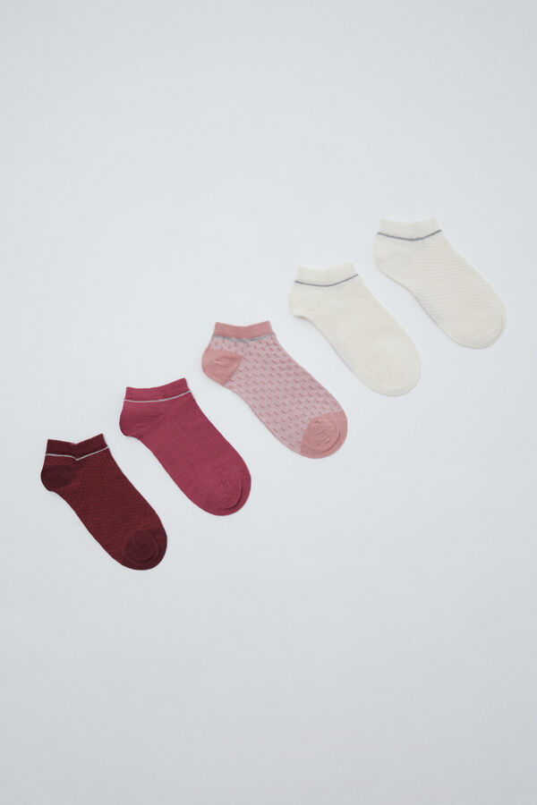 Women'secret Pink lurex 3-pack ankle socks pink
