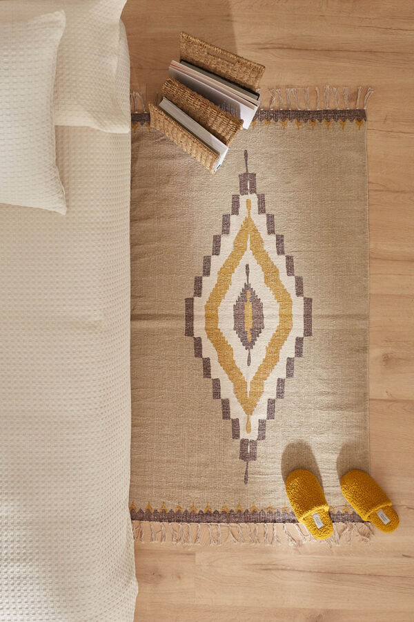 Calma House Alfombra de algod&oacute;n dhourrie mostaza Solrac amarillo