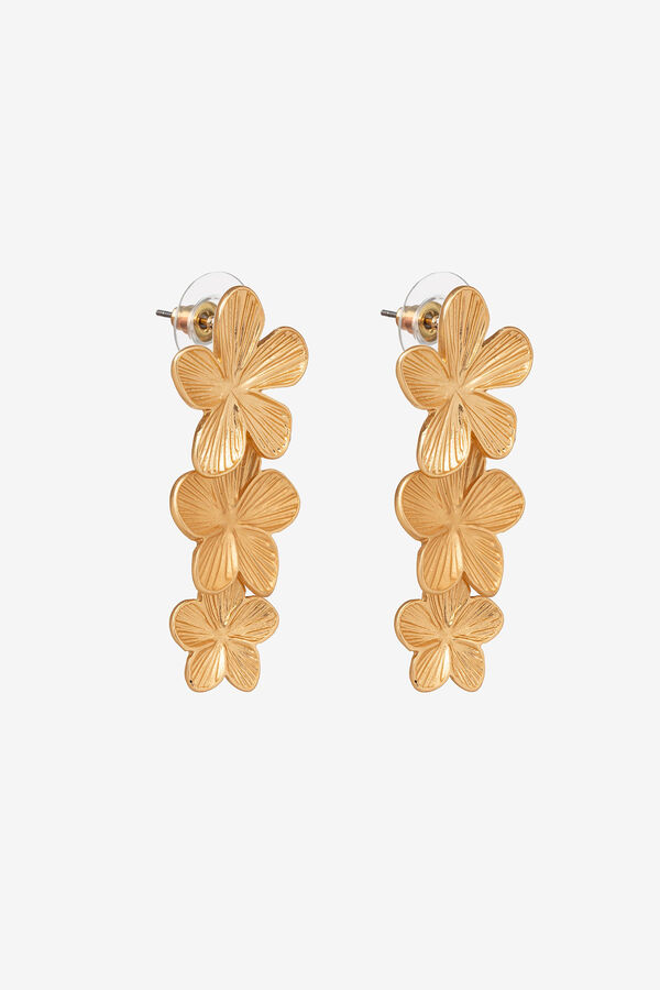 Womensecret Dangling earrings in metallic flowers Žuta