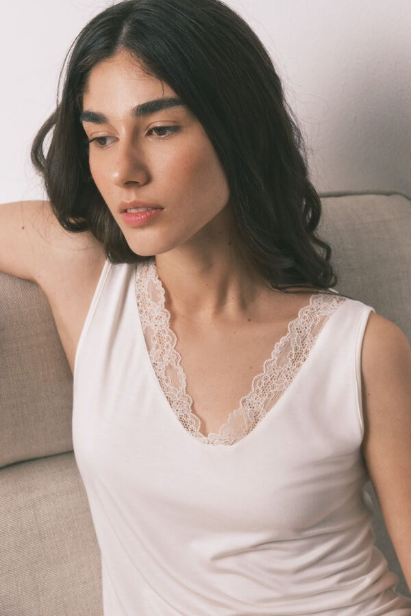 Women'secret Beige jersey-knit super soft T-shirt beige