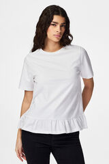 Pieces Volant-T-Shirt Wei&szlig;
