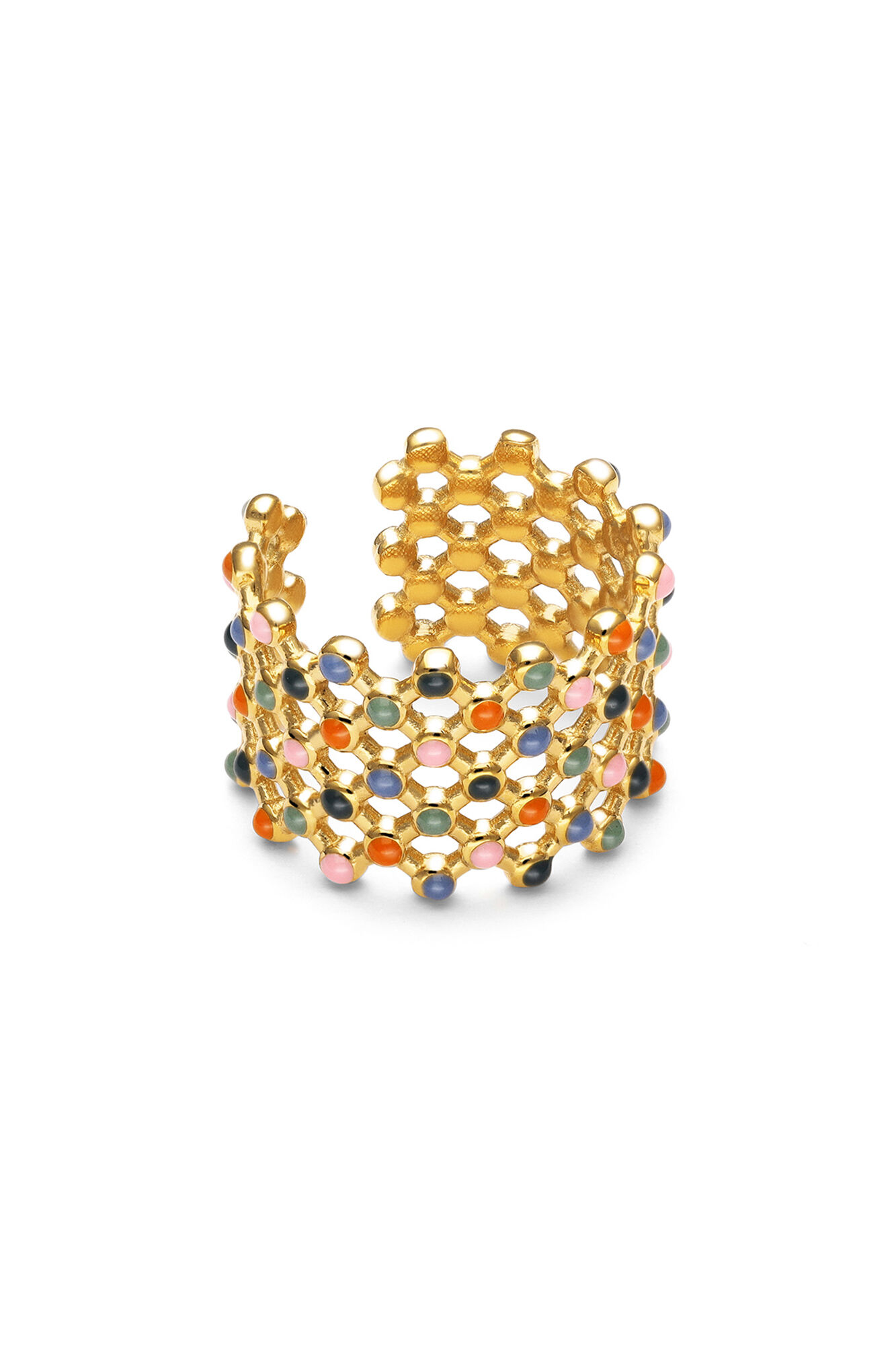 Singularu Mini Bomb Emaille Ring Stahl Gold