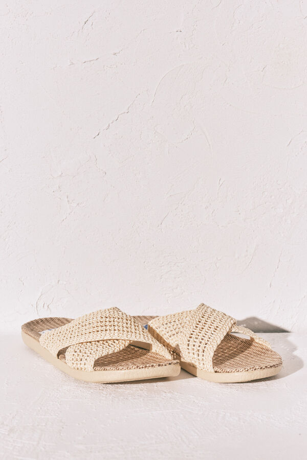 Women'secret Rafia effect strappy sandal nude