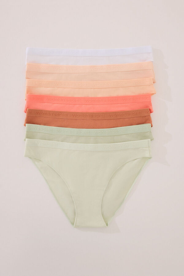 Women'secret Pack of 7 classic cotton panties in bright colors white
