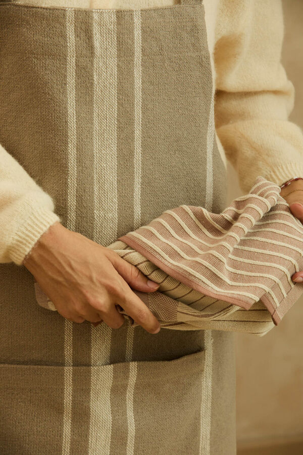 Calma House Avental de algod&atilde;o riscas Sorento cinzento