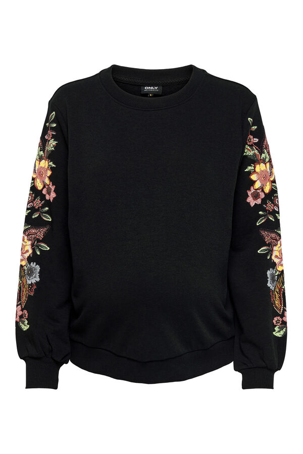 Only Maternity Sudadera maternity detalles florales negro