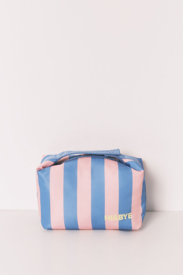 HI&BYE Blue medium striped vanity case blue