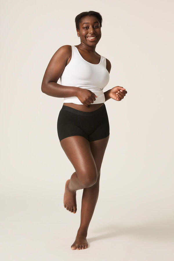 Modibodi Tizen&eacute;ves menstru&aacute;ci&oacute;s női als&oacute; hipszter fi&uacute;short biopamut, fekete, szuper nedvsz&iacute;v&oacute; k&eacute;pess&eacute;gű fekete