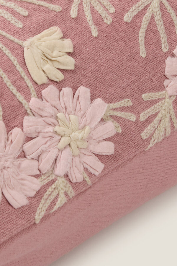 Textura Funda coj&iacute;n bordado flores rosa