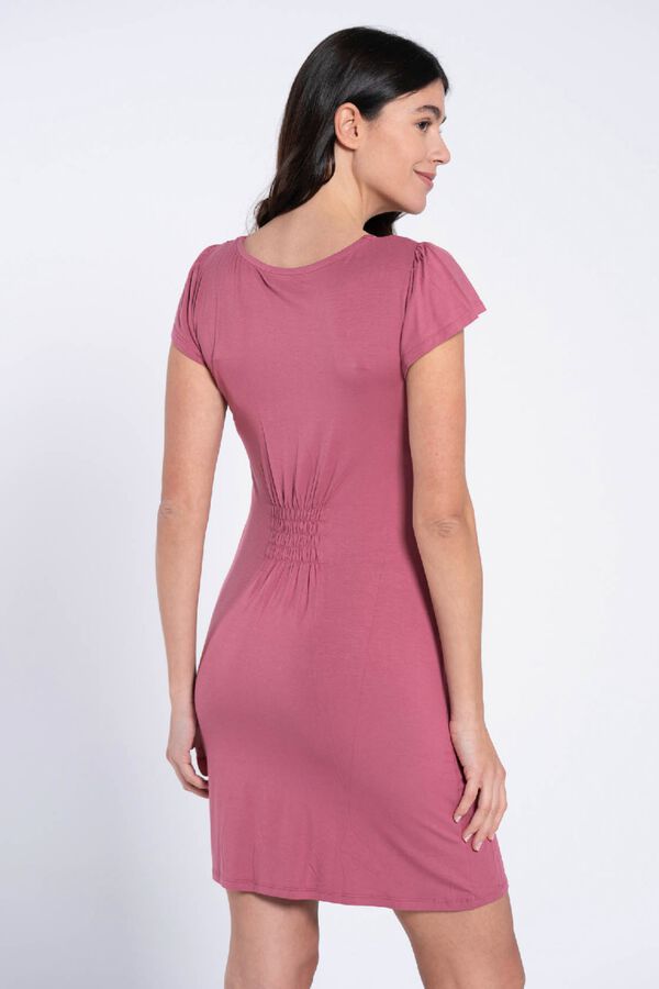 Ohma! Short-sleeved nursing nightgown with lace pink