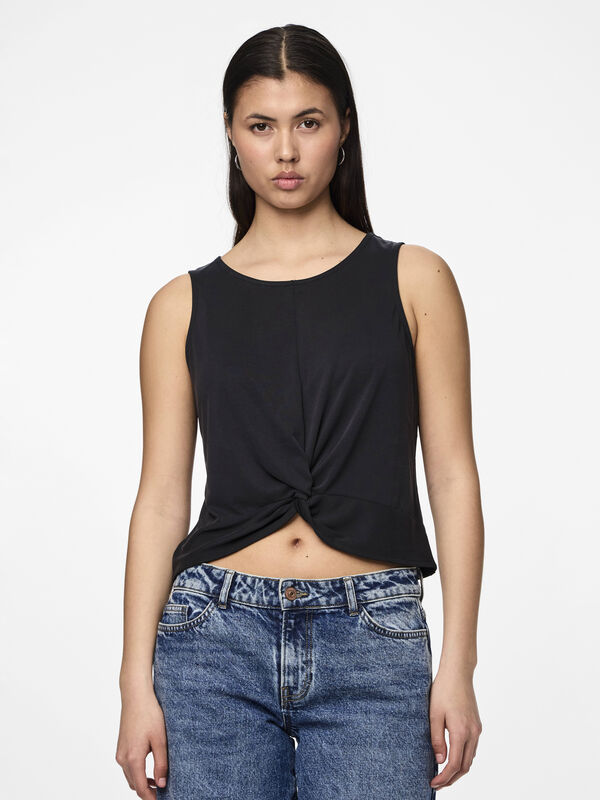 Pieces Sleeveless top with sleeve detail black