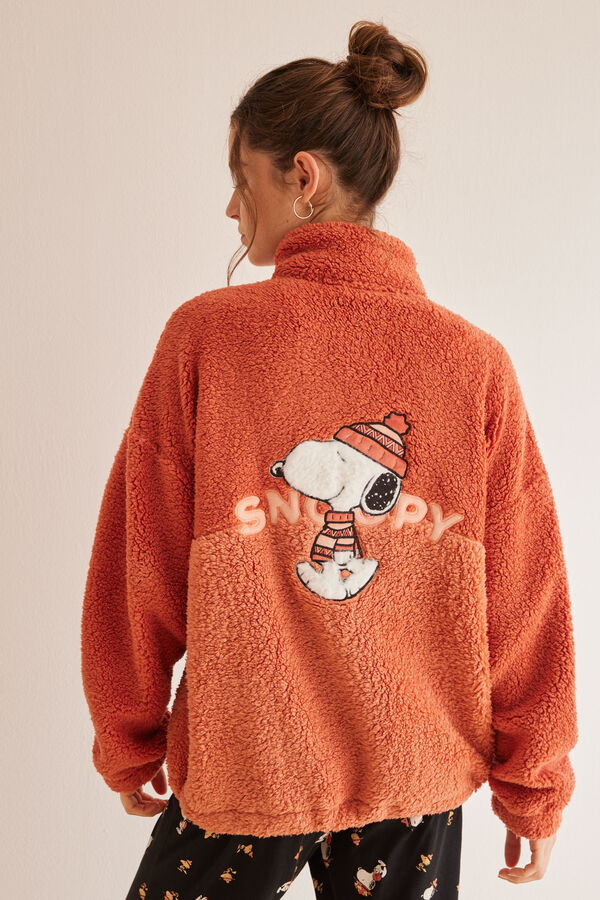 Womensecret Narančasta jakna Snoopy od umjetnog janjećeg runa Narančasta