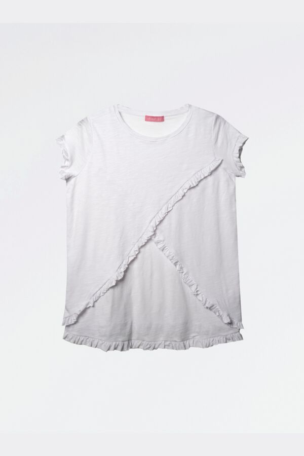 Ohma Camiseta lactancia cruzada con volantes blanco