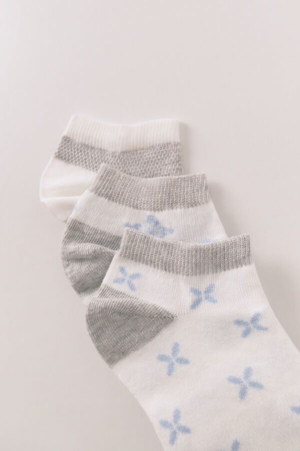 Women'secret Lot de 3 chaussettes courtes à imprimé méditerranéen imprimé