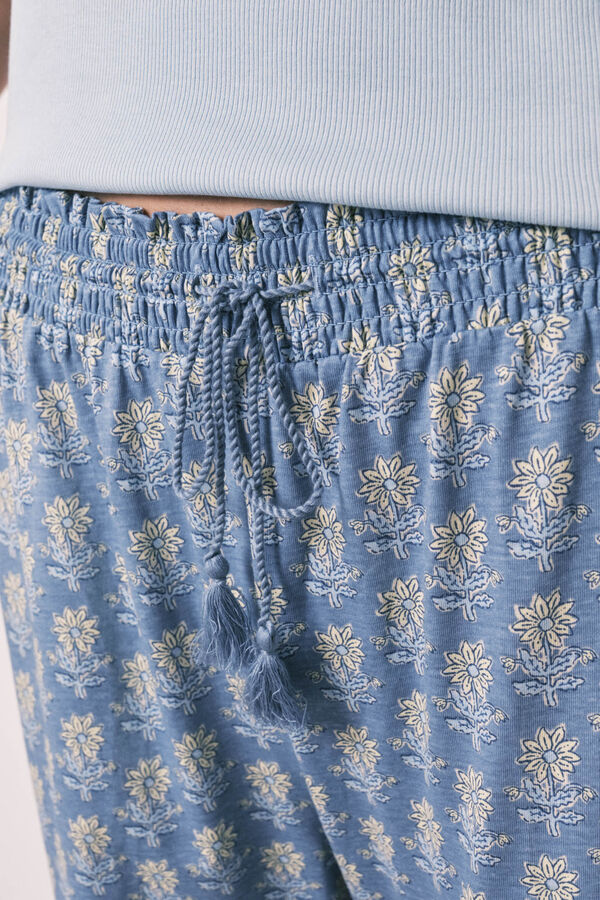 Women'secret Blue cotton short sleeve long pyjamas blue