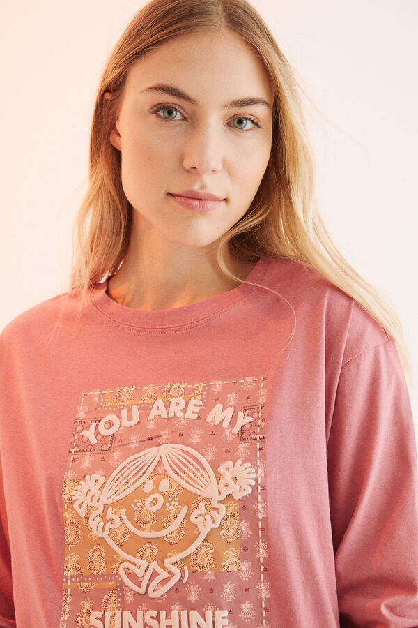 Womensecret Camiseta manga larga 100% algodón rosa Mr. Men & Little Miss rosa