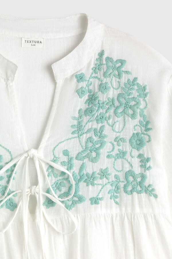 Textura T&uacute;nica  algod&oacute;n bordada blanco