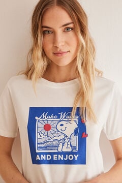 Womensecret Camiseta 100% algodón gris Snoopy  gris