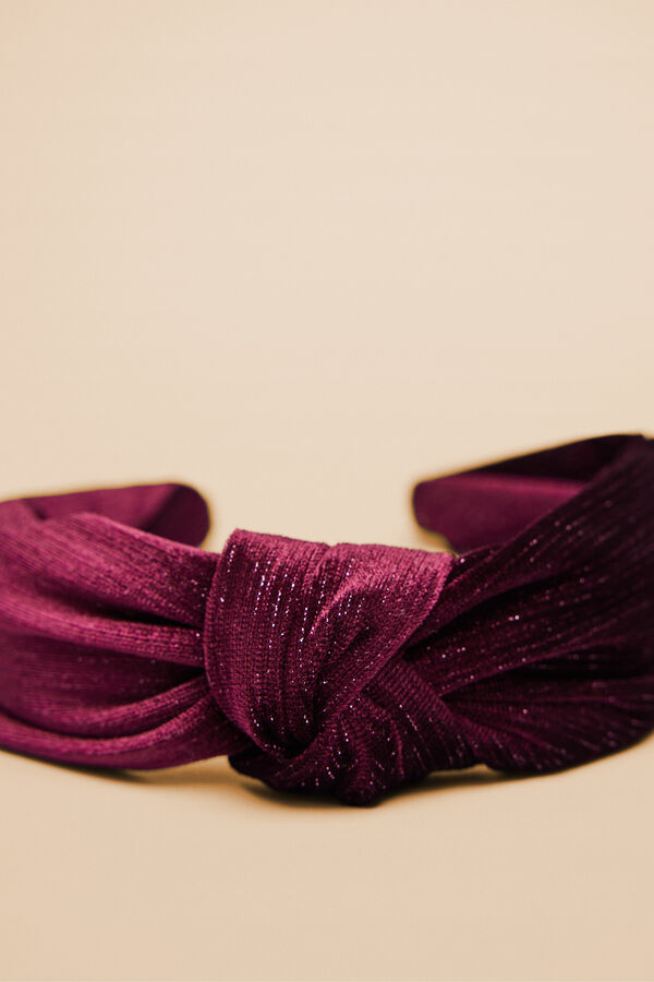 Womensecret Haarband Knoten glänzender Samt Granatrot  mit Print