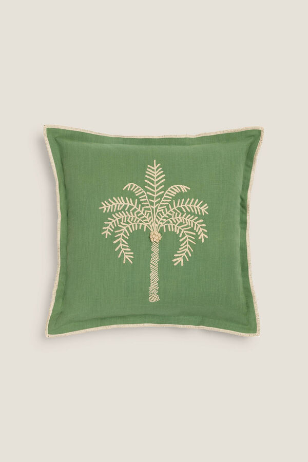Womensecret Embroidered palm tree cushion cover Zelena