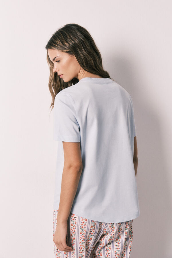 Women'secret T-shirt &agrave; manches courtes 100% coton bleu bleu