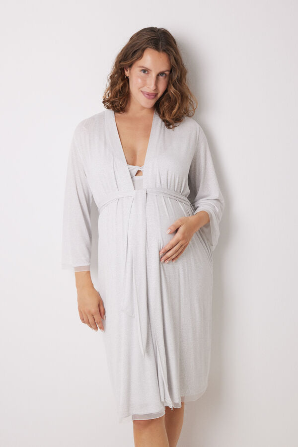 Womensecret Robe de maternity midi en viscose imprimé pois gris